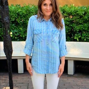 Blue and White Striped Button Down